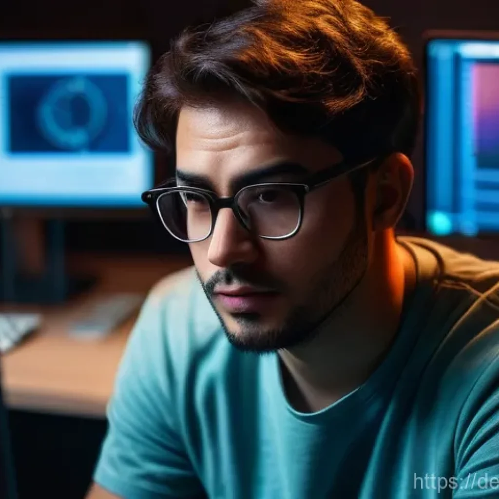 CI CD 파이프라인에서의 장애 원인 분석 - **Prompt:** A close-up, highly detailed, and realistic shot of a male software developer in his late...