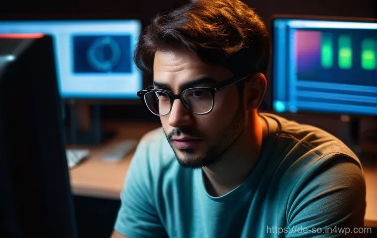 CI CD 파이프라인에서의 장애 원인 분석 - **Prompt:** A close-up, highly detailed, and realistic shot of a male software developer in his late...