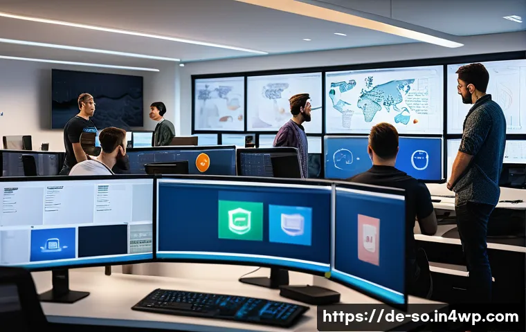 Terraform을 활용한 CI CD 파이프라인 구축 - A modern DevOps team in a high-tech office environment collaboratively working on a multi-cloud infr...