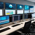 Home 23 CI CD 파이프라인에서의 빌드 캐시 활용 - A modern software development office scene showing a diverse team of developers collaborating around...