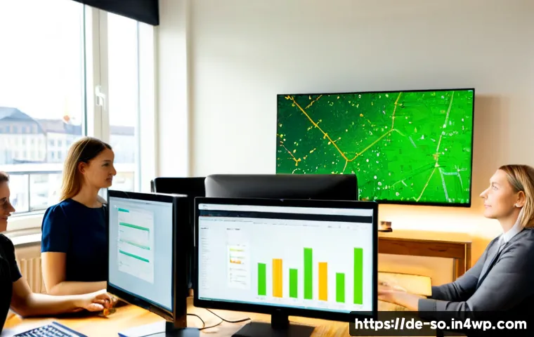CI CD 파이프라인의 코드 품질 관리 - Photorealistic modern software engineering office in Berlin, diverse German development team reviewi...